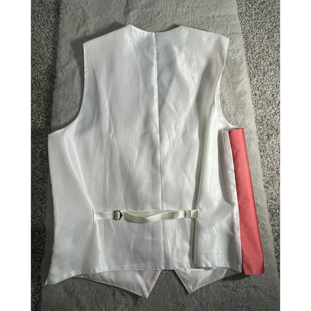 Vintage Polo Ralph Lauren‎ Lapel Vest Mens XL Coral White Button